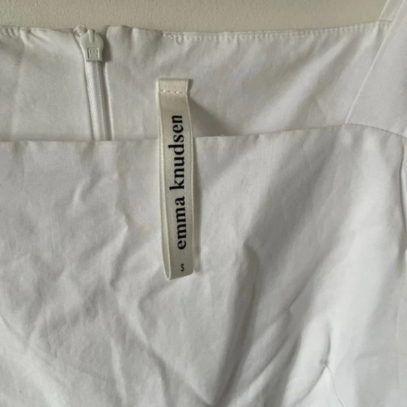 Emma Knudsen White Puff Sleeve Square Neckline Charlotte Dress Sz S - Picture 9 of 11